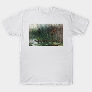 A Flock of Ducks and a Sneaky Fox by Bruno Liljefors T-Shirt